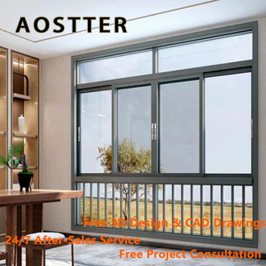 Ventana Abatible y Giratoria de Aluminio AOSTTER, Doble Acristalamiento, Rotura de Puente Térmico, Textura de Madera, Base Fija, Ventana Corredera Abatible - Product Image 3