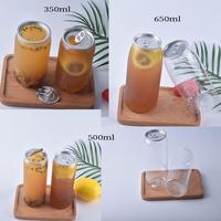 Boîtes de boisson en PET personnalisables, plastique transparent, capacité de 50 g, 330 ml, 500 ml, 650 ml, bouchon en aluminium de qualité alimentaire, soda, bière, thé, boisson