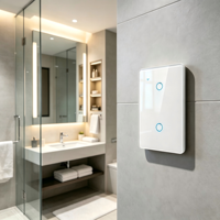 Panneau d'interrupteurs muraux électriques Android 2 gangs pour domotique, Tuya WiFi Zigbee, sans fil neutre requis, pour la rénovation d'hôtels et de villas