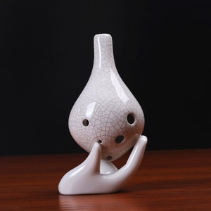 Ocarina en céramique 6 trous Alto C, finition craquelée, forme goutte d'eau, instrument à vent pour débutants, vente en gros - Product Image 6
