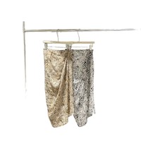 Jupe portefeuille d'été style français texturée à découpes, plissée, fendue, fluide et drapée pour femme en polyester