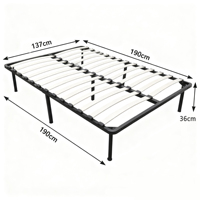 Sommier de lit plateforme robuste en bois à lattes et cadre métallique pour soutien de matelas, montage facile, silencieux, pour hôtels et écoles