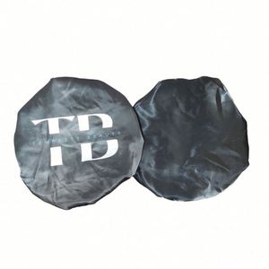 Bonnet de nuit personnalisable, bandeau, sac de rangement à cordon, logo privé, bonnets noirs et colorés, et foulard en satin pour femmes - Product Image 4