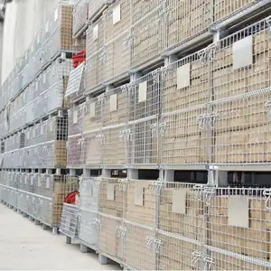 Galvanizado Revestido Wire Mesh Empilhamento Palete Armazém Recipiente Fio Dobrável