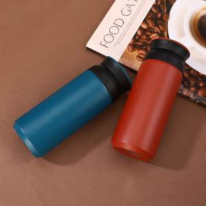 Taza de Acero Inoxidable 304 Estilo Harajuku de 350 ml con Asa Simple, Tapa Plana y Aislamiento Térmico para Auto, Oficina, Viajes, Regalo - Product Image 1