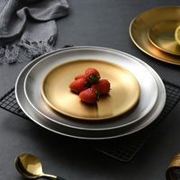 Vaisselle style coréen Plateau de service en acier inoxydable pour barbecue Assiette à dîner Assiette et vaisselle Ensemble d'assiettes avec chargeur de nourriture en or