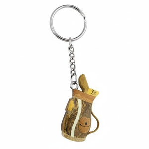 Portachiavi in legno a forma di sacca da golf, replica in miniatura con catena e anello per chiavi e accessori - Product Image 2