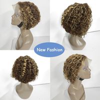 Perruque Courte Bouclée Pixie Cut avec Dentelle Frontale 13x4, Cheveux Humains P4/27, Perruques Courtes Bob avec Dentelle Frontale pour Femme, 100% Cheveux Humains
