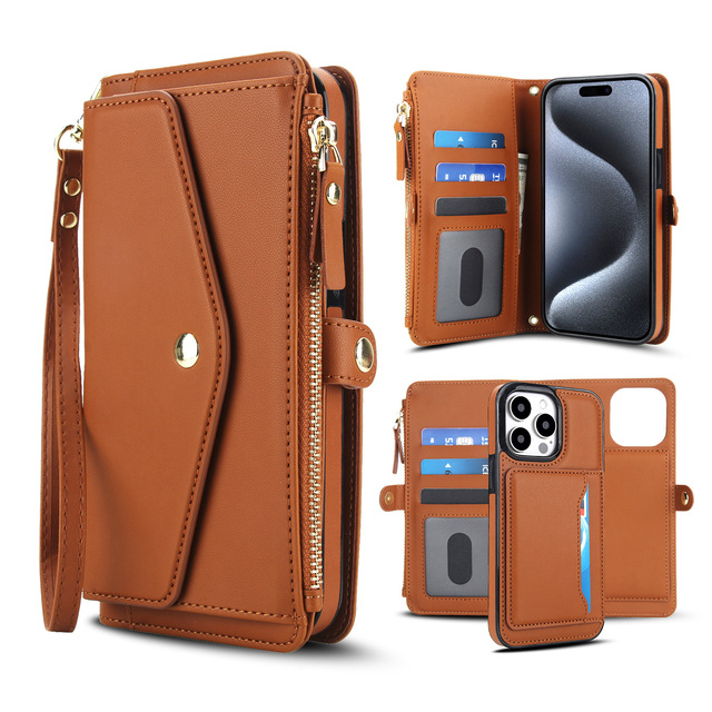 Multi-Functional Card Holder Phone Case Kickstand & Wristlet Purse Cover for Samsung S25 S24 S23