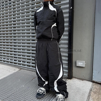 Ensemble de survêtement personnalisé pour homme, coupe ample, en nylon, avec pantalon de jogging et coupe-vent réfléchissant