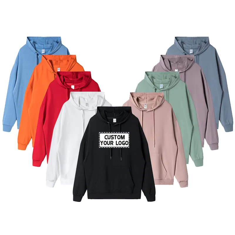 Men's Autumn Hoodies & Sweatshirts wholesale custom puff logo American style wool circle spring 300gsm hoodies man blank hoodies