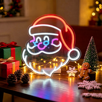 Enseigne néon LED visage de Père Noël avec lettres Hohoho, panneau acrylique pour décoration murale intérieure, bureau, maison, fête, vacances