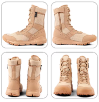 Bottes tactiques en cuir légères et respirantes à tige haute avec une semelle confortable et souple.