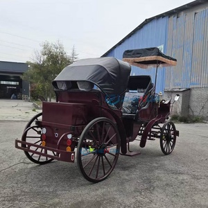 Carruaje de Caballos Estilo Boda para Recorridos Turísticos en Parques, Vehículo con Ruedas, Carro Retro, Carruaje Turístico Rojo en Venta - Product Image 3