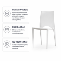 Chaise en plastique PP monobloc empilable robuste pour restaurant extérieur moderne, vente en gros directe usine