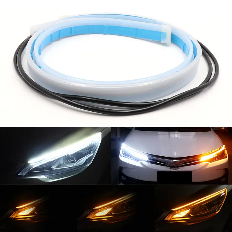 DRL Light Soft Article Lamp Flowing Flexible LED Strip LED Daytime Running Light Universal 30cm 45cm 60cm DRL