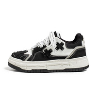 Nouvelles baskets rétro pour hommes 2026, chaussures de skate à plateforme épaisse, chaussures décontractées de style streetwear, chaussures en maille blanche et noire