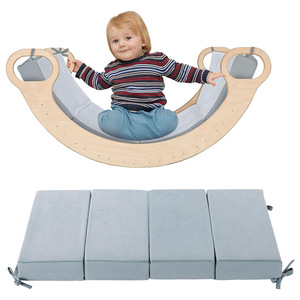 Planche d'équilibre arc-en-ciel en bois pour l'intégration sensorielle des enfants, avec coussin doux, pour les enfants de 4 à 6 ans, équipement de jeu intérieur - Product Image 1