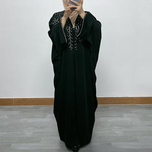 Elegante Ramadán Abaya Kimono-Mujeres Musulmanas <span class=keywords><strong>Jalaba</strong></span> Marroquí Con Cuentas Maxi Vestido Mangas De Murciélago Estilo Kuwaití Ropa De Oración - Product Image 3
