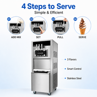 Nouvelle machine à crème glacée molle commerciale 48-50L/H haute capacité 3 saveurs avec pré-refroidissement qualité professionnelle XY-P968S
