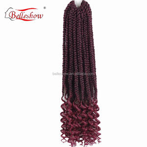 Vendita calda all'ingrosso 18 pollici estensioni dei <span class=keywords><strong>capelli</strong></span> sintetici ombre color box <span class=keywords><strong>trecce</strong></span> con estremità ricci - Product Image 2