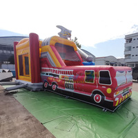 Castillo Inflable Comercial para Niños, con Tobogán, Temática de Estación de Bomberos, Capacidad de 500 kg, Garantía de 3 Años
