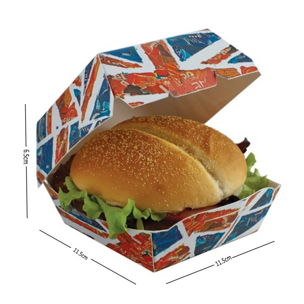 Stripes English Newspaper Sandwich Toast Packaging Burger Kraft Paper Packaging Baking burger Box