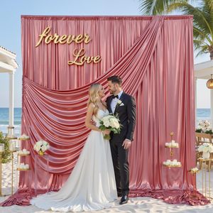 Gogoparti Tenda Scenografica con Paillettes Oro Rosa 10x10FT 5x10FT, 2 Pannelli Senza Pieghe, Glitter per Fotografia, Compleanni, Matrimoni - Product Image 5