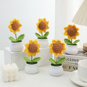 Girasole artificiale in vaso per la casa centrotavola intrecciato fiore artificiale <span class=keywords><strong>di</strong></span> girasole all'ingrosso - Product Image 5
