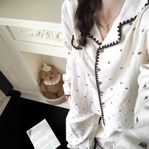 Ensembles de vêtements de nuit automne pyjamas japonais femmes dentelle dessin animé ours nuages coton peut sortir pyjamas maison vêtements - Product Image 2