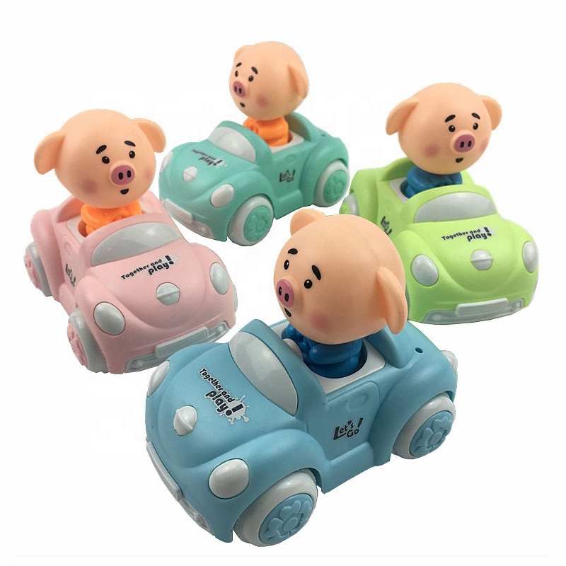 Cartoon Pig Style Child Mini Vehicle Toy Miniature Car Models Inertia Car Toy
