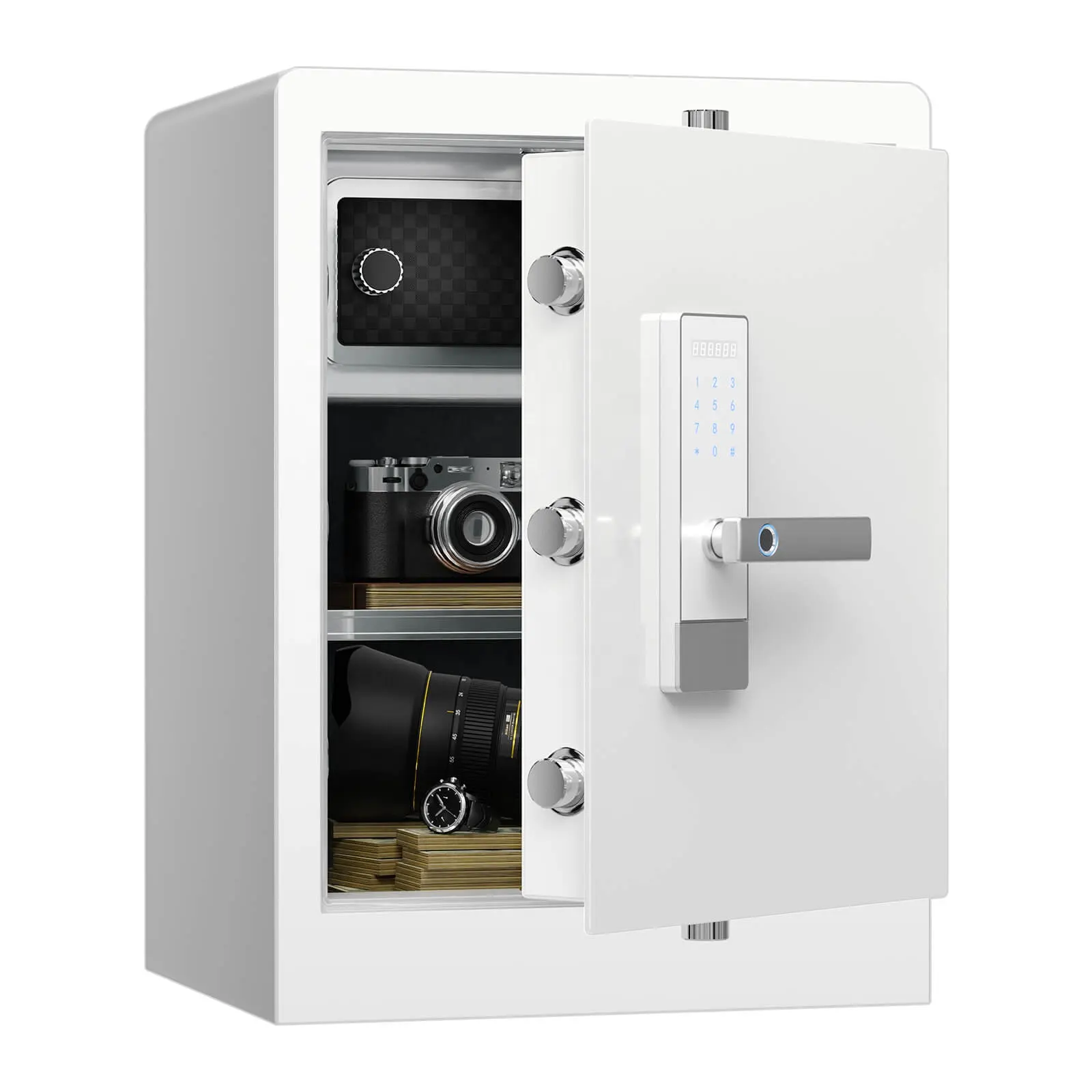 Coffres-forts personnalisés de luxe design à écran tactile coffre-fort biométrique d'empreintes digitales pour l'argent haute sécurité 80L blanc