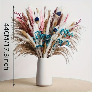 Bouquet d'herbe de la pampa séchée naturelle avec gypsophile bleue et <span class=keywords><strong>chardon</strong></span>, arrangement floral bohème préservé pour la décoration intérieure, mariage - Product Image 4