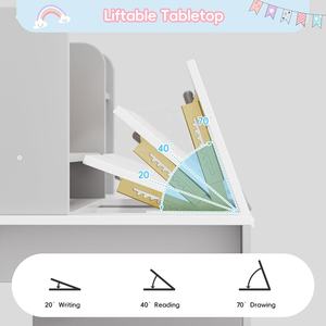 Ensemble de chaises de bureau ergonomiques <span class=keywords><strong>en</strong></span> <span class=keywords><strong>bois</strong></span> gris armoire de rangement inclinable 5-12 ans bureau <span class=keywords><strong>d</strong></span>'étudiant pour l'école des enfants - Product Image 4