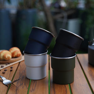 आउटडोर पोर्टेबल कैंपिंग बीयर कॉफी कप 304 स्टेनलेस स्टील एकल लुढ़का पानी चरण मिनी लट्टे कॉफी मग - Product Image 4