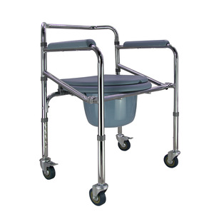 Folding <b>Commode</b> <b>Chair</b> With Wheels For Elderly And Disabled Adults Portable Toilet Seat Health Care Use - Product Image 2