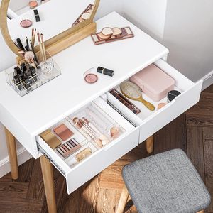 Juego de mesa de <span class=keywords><strong>tocador</strong></span> de madera blanca con 2 cajones <span class=keywords><strong>Taburete</strong></span> acolchado con espejo <span class=keywords><strong>para</strong></span> niñas Muebles de <span class=keywords><strong>tocador</strong></span> de dormitorio Estilo MDF - Product Image 3