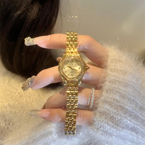 Montre pour femme de marque, design élégant, sertie de diamants, en acier inoxydable, étanche, à quartz, avec aiguilles, classique, polyvalente, élégante - Product Image 1