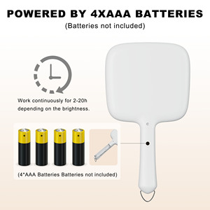 Nhà Máy Cung Cấp Số Lượng Lớn Trắng Vẻ Đẹp Vuông Xách Tay LED Trang Điểm Make Up Cầm Tay Cầm Tay Gương Với Ánh Sáng Gương Mỹ Phẩm - Product Image 3