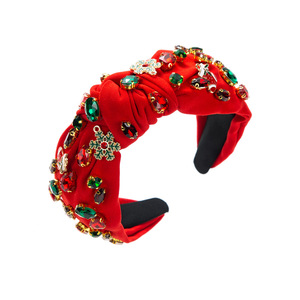 Diademas Hechas a Mano con Pedrería de Árbol de Navidad y Copos de Nieve para Mujer, Accesorios Festivos para el Cabello con Nudos para Fiestas - Product Image 3