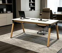 Table de Direction Moderne pour Bureau Commercial, Cadre Métallique, Style Italien Modulaire, Poste de Travail Exécutif Ovale pour Appartement