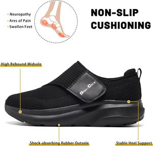 Chaussures pour diabétiques SILENTCARE pour hommes, fabriquées en Chine, extra larges, à enfiler, ajustables, pour soulager la douleur au <span class=keywords><strong>pied</strong></span> des personnes âgées, neuropathie - Product Image 4