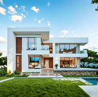 Villa préfabriquée moderne en acier léger pour hôtel et école avec 3 chambres, 2 salles de bain, utilisation extérieure, garantie 5 ans et plus, marque KT