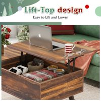 Table basse relevable pour le salon, petite Table basse avec rangement, compartiment caché et étagère réglable