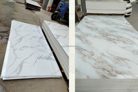 Panneaux et planches muraux en PVC effet marbre, finition brillante, 4x8 pieds, imperméables, légers, avec placage bois, résistants aux UV, pour projets DIY d'hôtels et villas