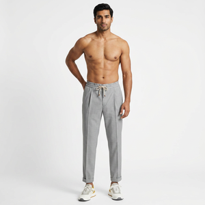 Pantalón de Hombre Personalizado al por Mayor de Alta Calidad, 100% Poliéster, Cierre de Cremallera, Logotipo Extra Grande de Tu Marca, Liso Teñido, Informal, Impermeable, Chino - Product Image 1