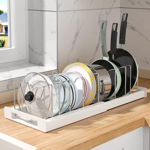 Extendable Non-folding <b>Dish</b> <b>Rack</b> Countertop Drainer Pot Lid Organizer Kitchen Storage Cabinet Single Tier Eco-friendly Powder - Product Image 5