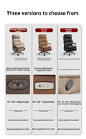Chaise de bureau et table inclinables électriques en cuir véritable, dossier haut confortable pour une assise prolongée, réglables