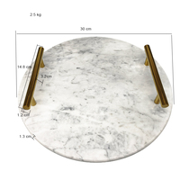 100% Natürliches Weißes 30 cm Eisjade-Marmor Graviertes Nordisches Multifunktionales Anpassbares Stilleben-Muster Küchentablett Dekoration
