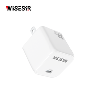 Chargeur WISESIR 20W GaN PD3.0 Type-C 100-240V à large plage de tension OTP, adaptateur d'alimentation à charge rapide
